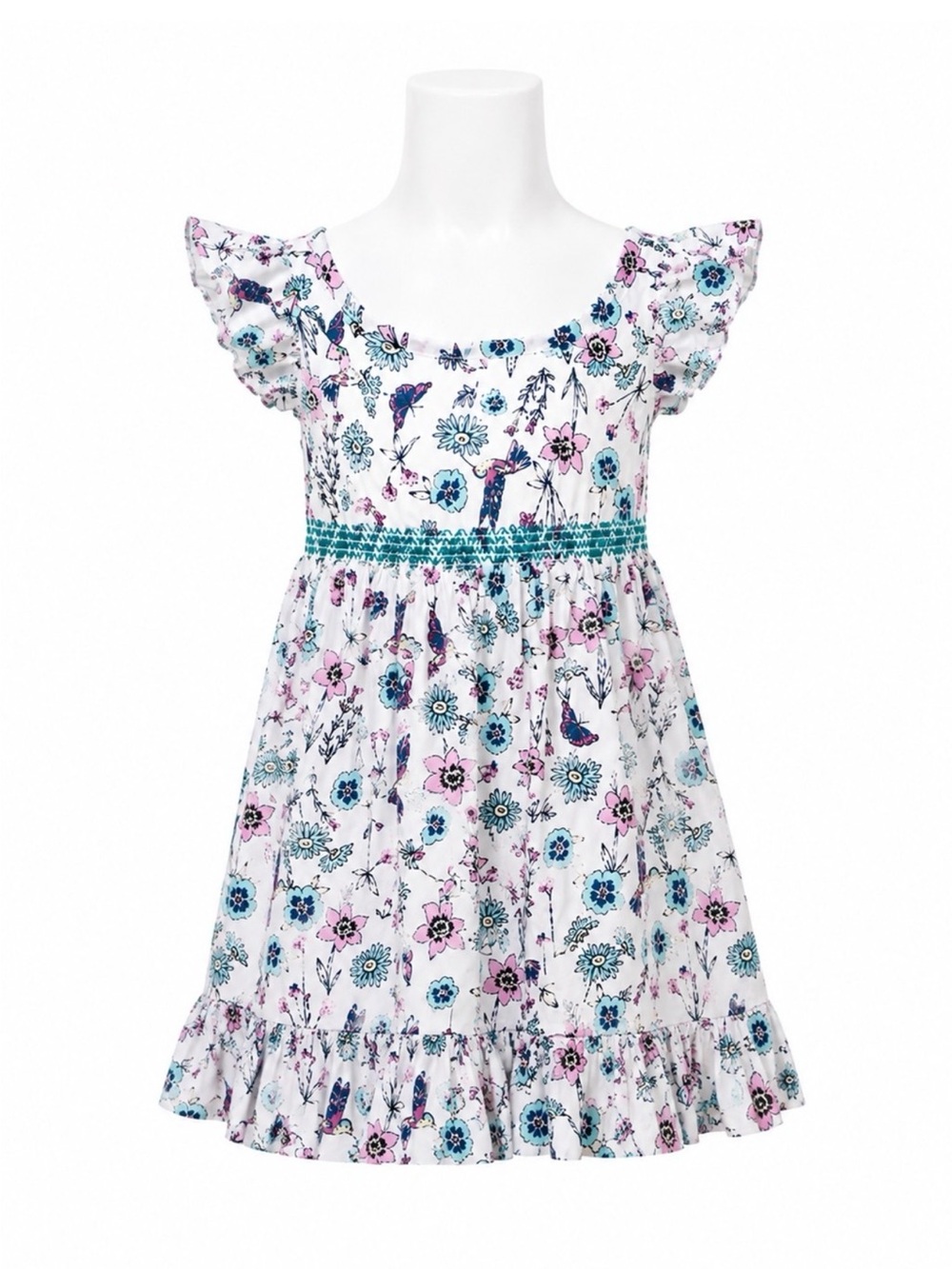 Peek Girls Hummingbird Floral Smocked Dress 3T Nordstrom